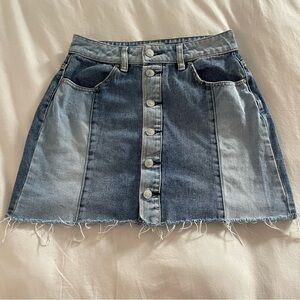 PacSun Denim Button Down Distressed Raw Edge Skirt- 27